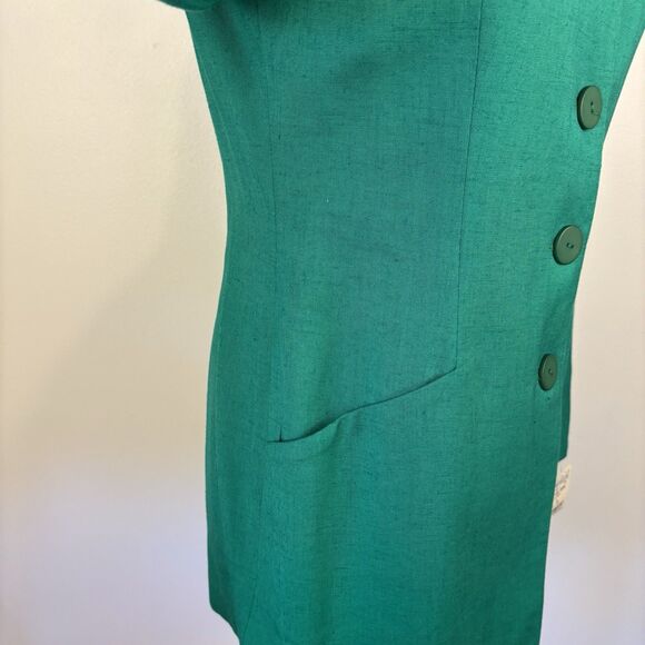 VTG NEW Apart Womens 8 Green Rayon Linen Blend Button Blazer Jacket Classy Work - Picture 5 of 11